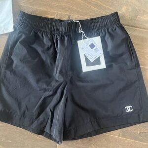 Chanel 26S black logo swim shorts